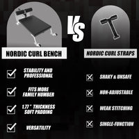 Garvee Banco Nordic Curl Ajustable con Ruedas para Glúteos y Isquiotibiales, Acero Resistente, Almohadilla de PU, Capacidad 204 kg, Gimnasio en Casa