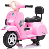 Garvee Moto Electrica Infantil Estilo Vespa con Licencia Faros LED Musica y Ruedas de Apoyo Seguras, 6V Rosa