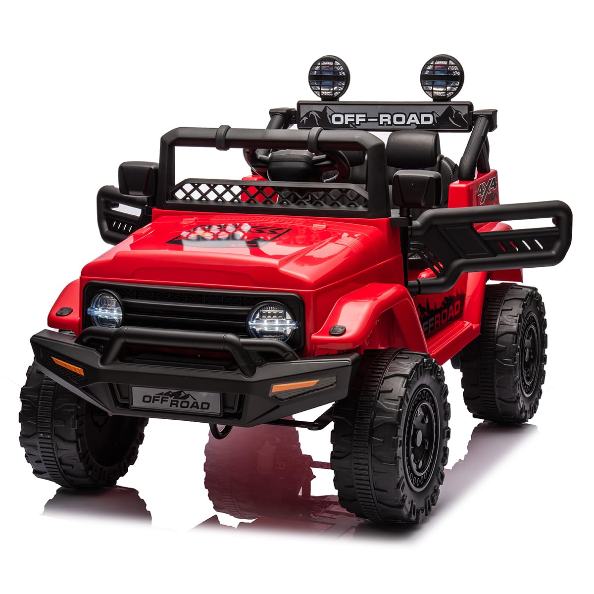 Garvee Coche Eléctrico 12V 4.5Ah, Control Remoto, Música y Luces LED, Plástico y Metal Resistentes, Pequeño, 3-6 años, Aire Libre, Rojo