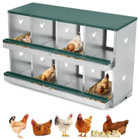 Garvee Cajas De Anidación Para Gallinas, 8 Compartimentos, Acero Galvanizado, Ventilación Amplia, Fácil Recolección, Montaje Rápido, Para Gallineros