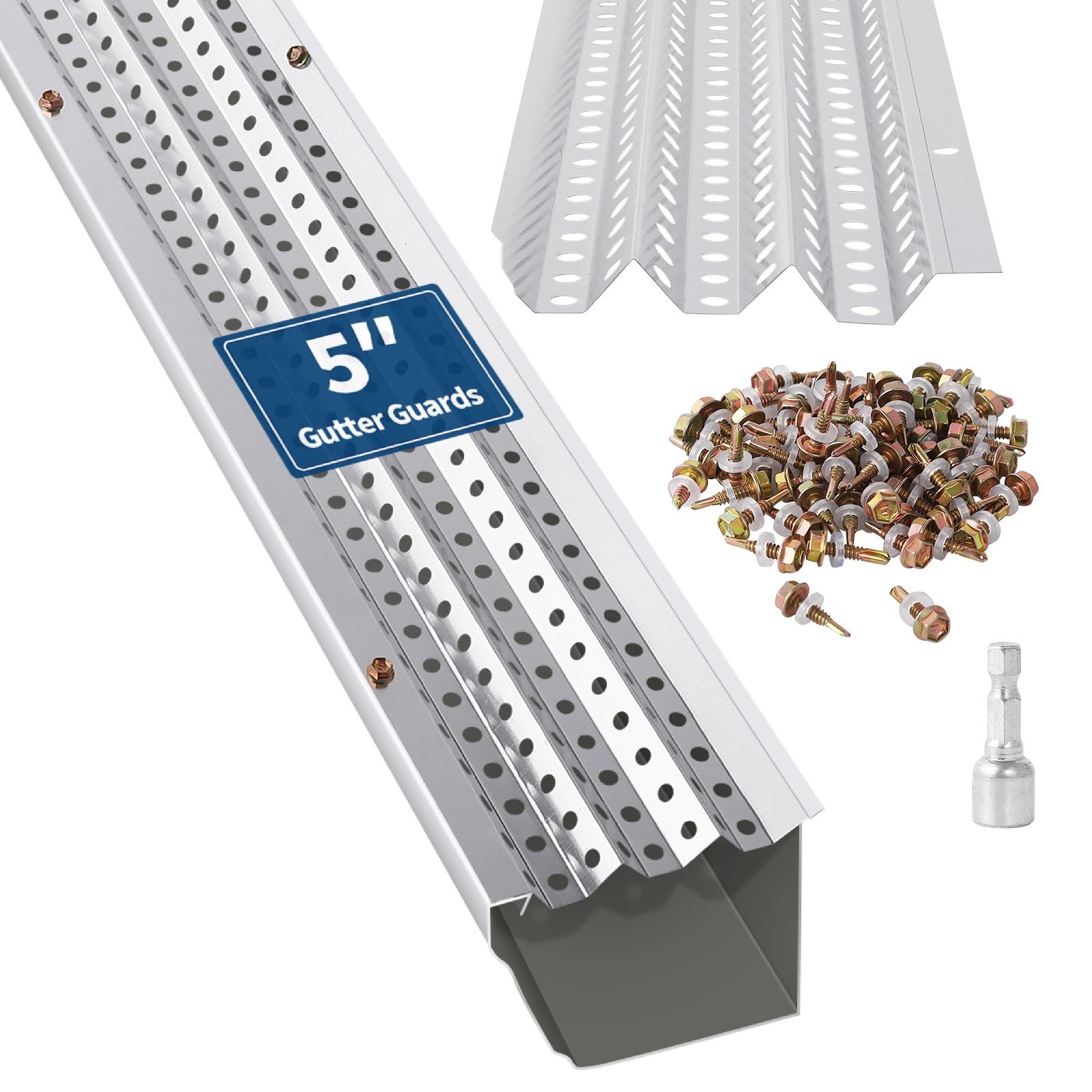 Garvee Protector de Canaletas 12.7 cm Malla Metálica Triple Capa Antidesbordes Aluminio Antióxido para Hogares y Techos 15 m