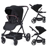 Garvee Cochecito Bebé 3en1 EU S700 Aluminio Plegable Negro 5 Puntos Seguridad - Negro
