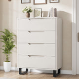 Garvee Comoda Vertical de Madera con Cuatro Cajones Amplios y Patas Metalicas Resistentes Diseno Moderno, Blanco