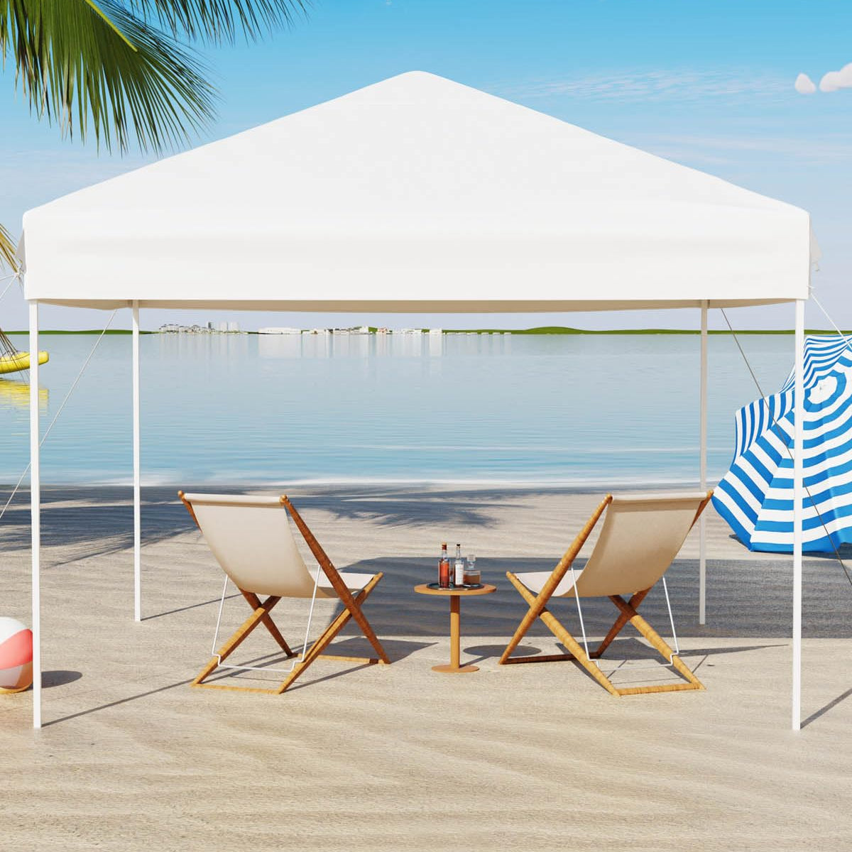 Garvee Carpa Plegable 300x300 cm Toldo Exterior Impermeable con Altura Ajustable y Estructura Metálica Blanco