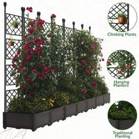 Garvee Jardineras Elevadas Con Enrejado 7 Piezas, Resistente Y Ligero, Plástico Y Metal, Para Patio Y Balcón, Negro, Compacto