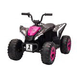 Garvee Quad Electrico Infantil Todo Terreno ATV con Doble Motor Ruedas Resistentes y Asiento de PP, 12V Rosa Fucsia