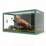 Garvee Terrario de Vidrio para Reptiles Resistente con Puertas Corredizas y Malla Superior de Ventilacion, 122x51x51 cm Verde Oscuro