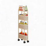 Garvee Carrito Organizador Estrecho de Cocina en Acero al Carbono Movil con Ruedas y Cuatro Niveles, 15 cm Blanco
