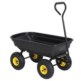 Garvee Carro Volcador de Jardin Resistente con Funcion de Descarga Rapida y Neumaticos de Goma Soporta 181 kg, Negro