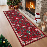 Garvee Alfombra Navidena Redonda de Poliester Lavable a Maquina Plegable Antideslizante y Muy Suave, 120x120 cm Rojo