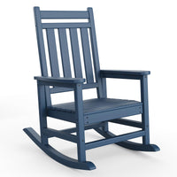 Garvee Silla Mecedora Exterior Poly Lumber - HDPE Resistente al Clima, Respaldo Alto, Soporta 172kg, Azul Marino para Patio
