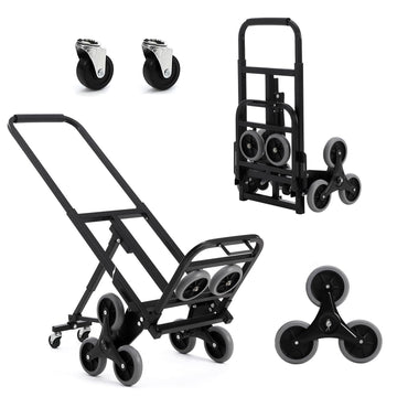 Garvee Carrito Escalera Plegable 3 en 1 Capacidad 249 kg Ruedas Triangulares Estables Telescópico para Almacén y Supermercado