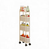 Garvee Carrito Organizador Estrecho de Cocina en Acero al Carbono Movil con Ruedas y Cuatro Niveles, 12 cm Blanco
