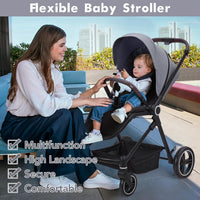 Garvee Cochecito Bebé 3en1 EU S700 Aluminio Reversible Gris Claro 5 Puntos Seguridad