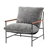 Garvee Sillon Individual Extra Amplio Tapizado en Pana Gruesa con Asiento Suave Comodo y Estructura Metalica, Gris