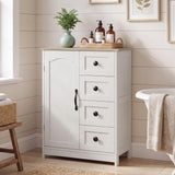 Garvee Armario de Bano Rustico de Madera con Puertas y Estantes de Almacenamiento Estilo Vintage, Blanco y Marron