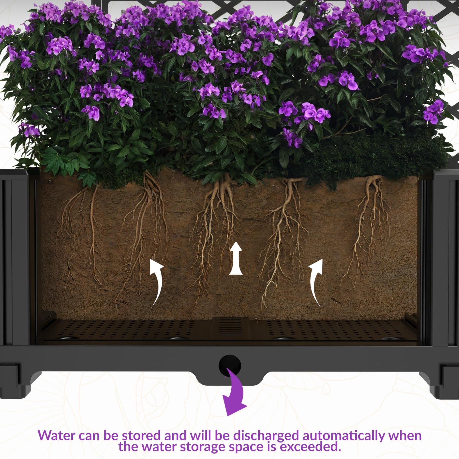 Garvee Set de 3 Jardineras Elevadas con Enrejado Reforzado, Plástico PP Duradero, Pantalla de Privacidad, 126x160cm, para Balcón y Patio, Negro