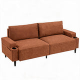 Garvee Sofa de Tres Plazas en Cuero Sintetico PVC con Asiento Profundo Comodo y Estructura Resistente Soporta 385 kg, Marron