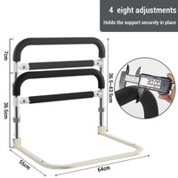 Garvee Ayuda para Levantarse de la Cama para Personas Mayores Altura Ajustable 36.5-43.5 Cm Acero Inoxidable Agarre Antideslizante Plegable Base Segura en Forma de U para Hogar y Viaje