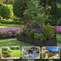 Garvee Set de 3 Jardineras Elevadas con Enrejado Reforzado, Plástico PP Duradero, Pantalla de Privacidad, 126x160cm, para Balcón y Patio, Negro