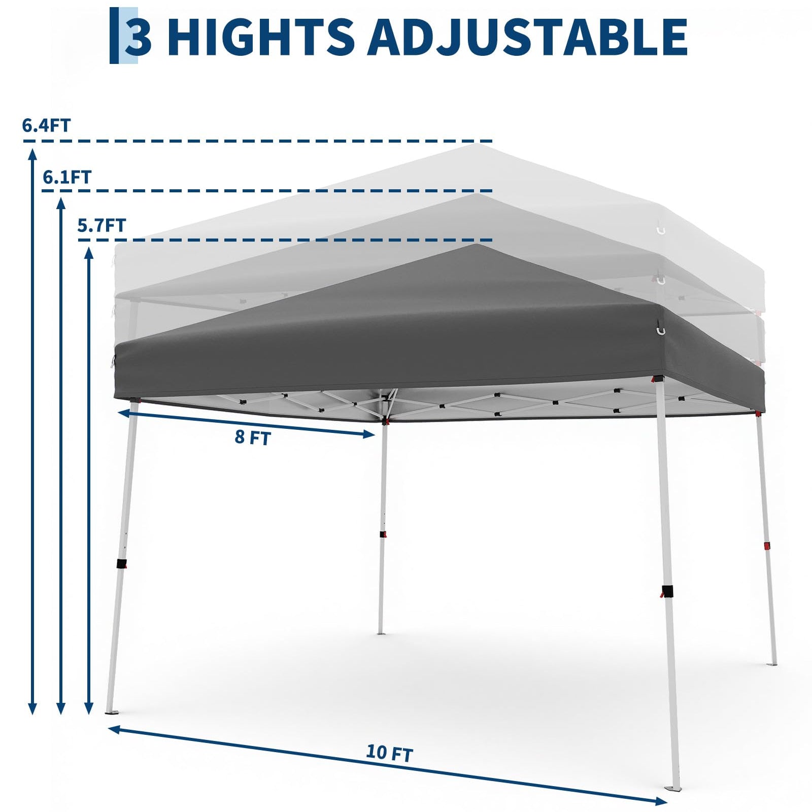 Garvee Toldo Plegable de 3x3 m con Techo Impermeable de Oxford y Altura Ajustable Gris