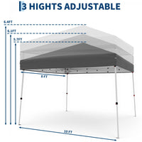 Garvee Toldo Plegable de 3x3 m con Techo Impermeable de Oxford y Altura Ajustable Gris