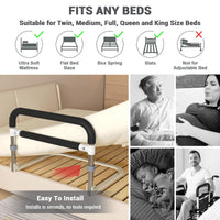 Garvee Ayuda para Levantarse de la Cama para Personas Mayores Altura Ajustable 36.5-43.5 Cm Acero Inoxidable Agarre Antideslizante Plegable Base Segura en Forma de U para Hogar y Viaje