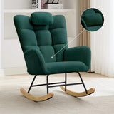 Garvee Sillon Mecedora con Respaldo Alto Tapizado en Felpa Suave Asiento Acolchado Soporta 113 kg, Verde Oscuro