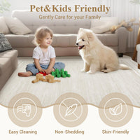 Garvee Alfombra Amplia Moderna Lavable Antideslizante Pelo Bajo y Suave Decoración Elegante para Sala 200x290cm Blanco Hueso
