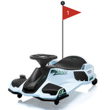Garvee Drift Kart 24V, Motor Brushless 180W, Velocidad Alta/Baja, Batería 7Ah, Luces LED, Marco Metálico, Neumáticos 14 cm, 8-12 años, Aire Libre, Blanco - Blanco