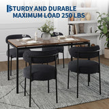 Garvee Sillas de Comedor Modernas y Ergonomicas Tapizadas en Chenilla Suave con Respaldo Curvo Cuatro Unidades, Negro