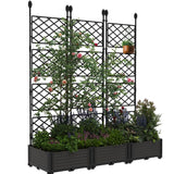 Garvee Set de 3 Jardineras Elevadas con Enrejado Reforzado, Plástico PP Duradero, Pantalla de Privacidad, 126x160cm, para Balcón y Patio, Negro - 3 Piezas
