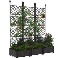 Garvee Set de 3 Jardineras Elevadas con Enrejado Reforzado, Plástico PP Duradero, Pantalla de Privacidad, 126x160cm, para Balcón y Patio, Negro