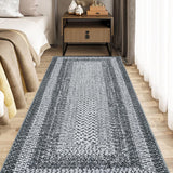 Garvee Alfombra Pasillera Lavable Antideslizante y Resistente a Manchas Diseno Trenzado Pelo Corto, 60x230 cm Gris