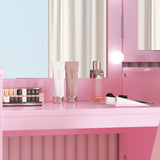 Garvee Escritorio de Maquillaje Princesa para Niñas con Espejo Plegable, Luz Táctil LED, MDF Seguro, Almacenamiento Amplio, Silla Alta, Juegos y Estudio, 46in, Blanco
