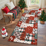 Garvee Alfombra Pasillera Navidena de Poliester Suave Lavable a Maquina Plegable Antideslizante y Resistente, 60x180 cm Rojo y Beige