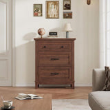 Garvee Comoda Moderna y Compacta de Madera con Tres Cajones Amplios para Dormitorio o Salon, Marron