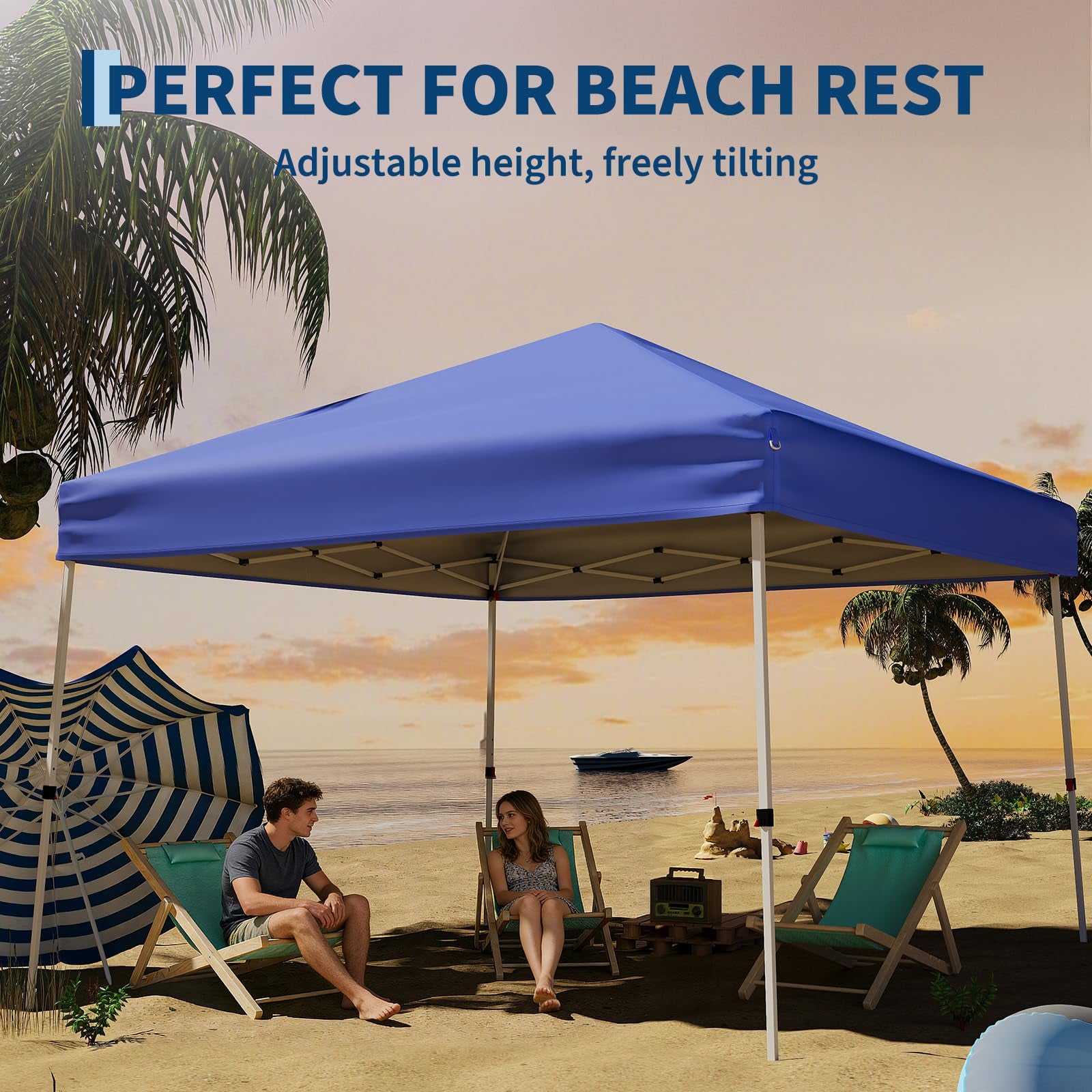 Garvee Carpa Plegable 3x3m Pop-Up, Estructura Acero Resistente, Protección UV, Impermeable, Altura Ajustable, Bolsa Transporte, Jardín y Playa
