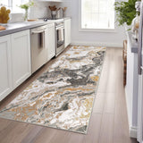 Garvee Alfombra moderna 80x150 cm de Terciopelo Perlado Antideslizante y Suave de Diseño Abstracto para Sala, Cocina y Oficina Gris - Gris