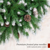 Garvee Arbol de Navidad Artificial con Efecto Nevado Pinas y Ramas Frondosas Base Estable de Metal, 183 cm Verde