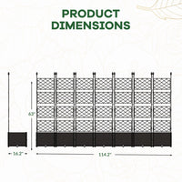 Garvee Jardineras Elevadas Con Enrejado 7 Piezas, Resistente Y Ligero, Plástico Y Metal, Para Patio Y Balcón, Negro, Compacto