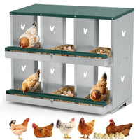 Garvee Caja De Anidación Para Pollos Con 6 Compartimentos Metal Galvanizado Ventilación Amplia Fácil Recolección De Huevos