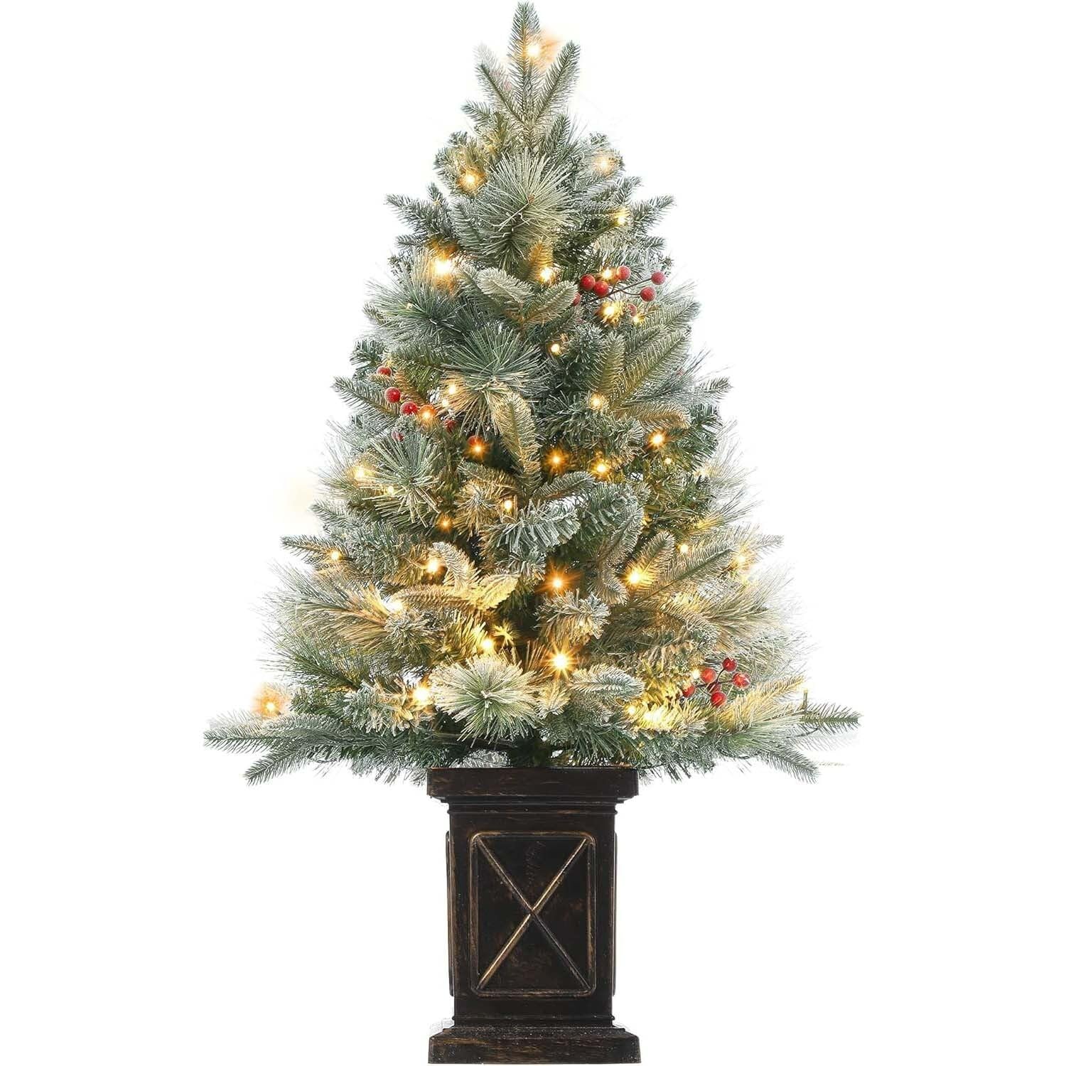 Garvee Árbol Artificial de Navidad 90cm 78 LED Ramas Flexibles Base Metal Estable PVC Duradero Luz Retro Hogar Oficina Verde