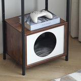 Garvee Mesa Auxiliar de Madera Estilo Moderno con Tres Niveles Casa para Gatos y Patas Resistentes, Tigre