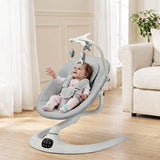 Garvee Hamaca Electrica para Bebe Asiento Ajustable Cinco Velocidades y Mosquitera Plegable, Gris Claro