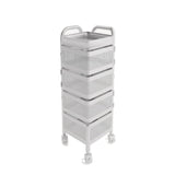 Garvee Carrito Organizador Cuadrado de Cocina en Acero al Carbono Movil con Ruedas Cuatro Niveles, Blanco