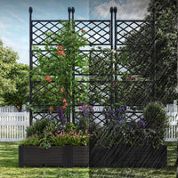 Garvee Set de 3 Jardineras Elevadas con Enrejado Reforzado, Plástico PP Duradero, Pantalla de Privacidad, 126x160cm, para Balcón y Patio, Negro