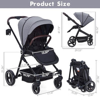 Garvee Cochecito Bebé 3en1 EU S700 Aluminio Reversible Gris Claro 5 Puntos Seguridad