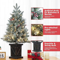 Garvee Árbol Artificial de Navidad 90cm 78 LED Ramas Flexibles Base Metal Estable PVC Duradero Luz Retro Hogar Oficina Verde