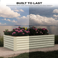 Garvee Cama de Jardín Elevada Cuadrada 180x90x60cm Acero Galvanizado 0.5mm Resistente al Óxido Fácil Montaje para Flores y Verduras Al Aire Libre  Beige